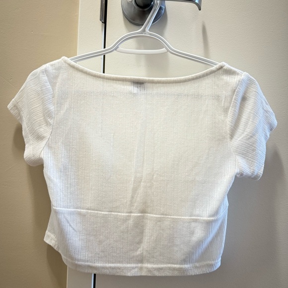 Flirty White Cropped Going Out Top - Picture 2 of 3